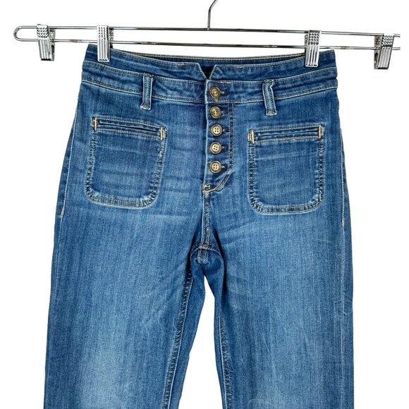 Anthropologie Pilcro & The Letterpress High-Rise Slim Jeans cropped Size 26 sail - Picture 2 of 12